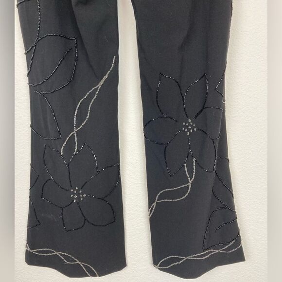 Cache black beaded evening pants in floral design perfect condition - Picture 3 of 11